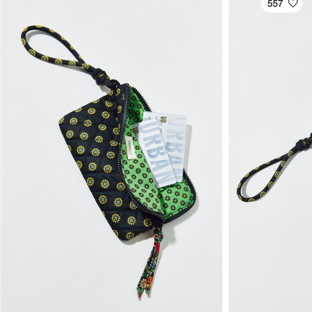 NWT Vera Bradley UO Exclusive Black & Yellow Floral Quilted Wristlet